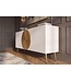 Invicta Interior Dressoir AURUM 180cm gestructureerde voorkant gouden cirkelaccent wit mangohout gouden metalen poten - 49520
