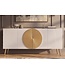 Invicta Interior Dressoir AURUM 180cm gestructureerde voorkant gouden cirkelaccent wit mangohout gouden metalen poten - 49520