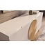 Invicta Interior Dressoir AURUM 180cm gestructureerde voorkant gouden cirkelaccent wit mangohout gouden metalen poten - 49520