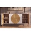 Invicta Interior Dressoir AURUM 180cm gestructureerde voorkant gouden cirkelaccent wit mangohout gouden metalen poten - 49520