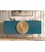 Invicta Interior Dressoir AURUM 180cm gestructureerd front gouden cirkelaccent turquoise mangohout gouden metalen poten - 49521
