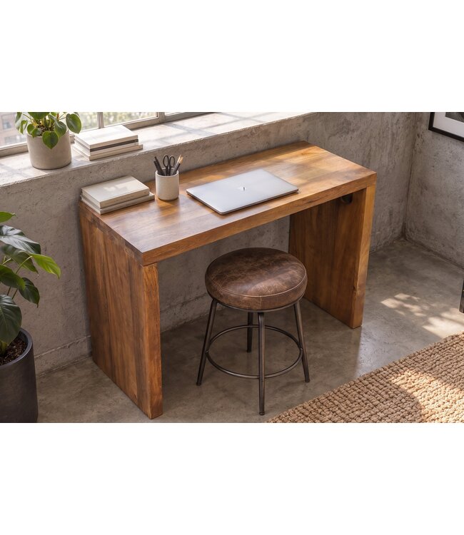 Invicta Interior Bureauafel MAKASSAR 100cm mangohout bruin honing afwerking - 49533