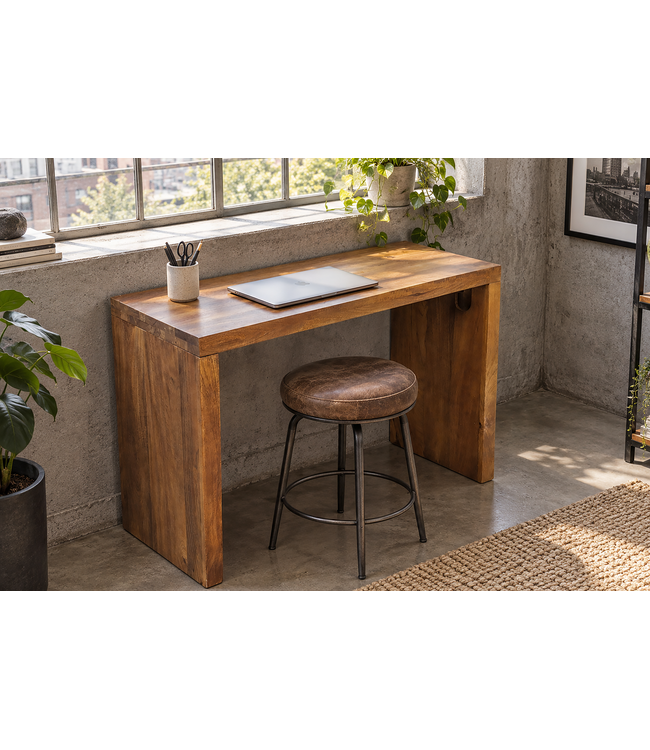 Invicta Interior Bureauafel MAKASSAR 100cm mangohout bruin honing afwerking - 49533