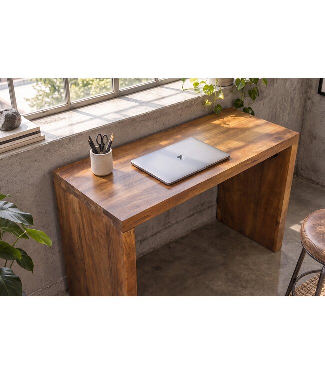 Invicta Interior Bureauafel MAKASSAR 100cm mangohout bruin honing afwerking - 49533