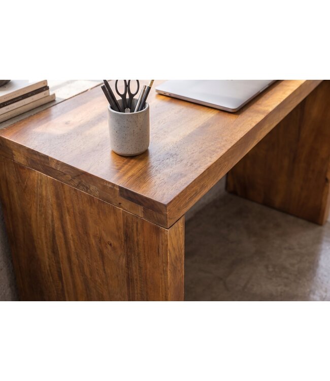 Invicta Interior Bureauafel MAKASSAR 100cm mangohout bruin honing afwerking - 49533