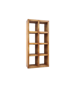 Invicta Interior Wandkast MAKASSAR 180cm 8 open vakken mangohout bruin honing afwerking - 49534