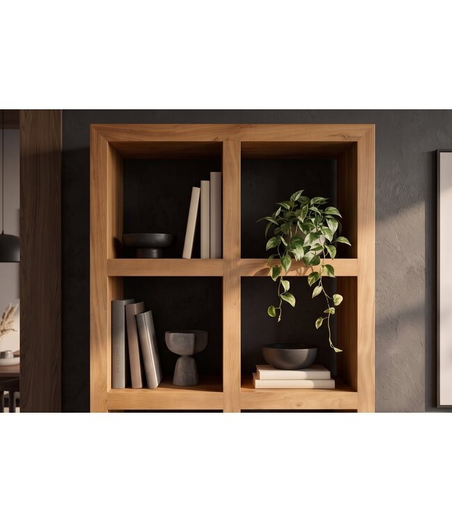 Invicta Interior Wandkast MAKASSAR 180cm 8 open vakken mangohout bruin honing afwerking - 49534