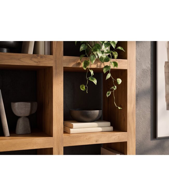 Invicta Interior Wandkast MAKASSAR 180cm 8 open vakken mangohout bruin honing afwerking - 49534