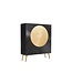 Invicta Interior Highboard AURUM 120cm getextureerde front goudcirkelaccent zwart mangowood goudmetalen poten - 49592