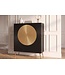 Invicta Interior Highboard AURUM 120cm getextureerde front goudcirkelaccent zwart mangowood goudmetalen poten - 49592