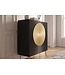 Invicta Interior Highboard AURUM 120cm getextureerde front goudcirkelaccent zwart mangowood goudmetalen poten - 49592
