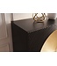 Invicta Interior Highboard AURUM 120cm getextureerde front goudcirkelaccent zwart mangowood goudmetalen poten - 49592