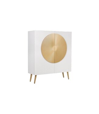Invicta Interior Highboard AURUM 120cm textured front goudcirkelaccent wit mangohout goudmetalen poten - 49593