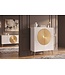 Invicta Interior Highboard AURUM 120cm textured front goudcirkelaccent wit mangohout goudmetalen poten - 49593