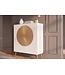 Invicta Interior Highboard AURUM 120cm textured front goudcirkelaccent wit mangohout goudmetalen poten - 49593