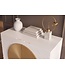 Invicta Interior Highboard AURUM 120cm textured front goudcirkelaccent wit mangohout goudmetalen poten - 49593