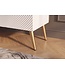 Invicta Interior Highboard AURUM 120cm textured front goudcirkelaccent wit mangohout goudmetalen poten - 49593
