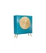 Invicta Interior Highboard AURUM 120cm gestructureerd front goud cirkelaccent turquoise mangowood gouden metalen poten - 49594