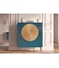 Invicta Interior Highboard AURUM 120cm gestructureerd front goud cirkelaccent turquoise mangowood gouden metalen poten - 49594