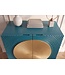 Invicta Interior Highboard AURUM 120cm gestructureerd front goud cirkelaccent turquoise mangowood gouden metalen poten - 49594