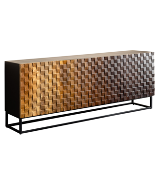 Invicta Interior Dressoir SHADES 180cm 3D front mangohout multicolour bruin met zwart metalen frame - 49604