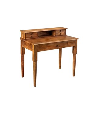 Invicta Interior Davenport kantoorbureau HEMINGWAY 90cm met laden open opbergvak mango hout honing afwerking - 49806