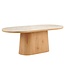 Invicta Interior Eettafel UNIQUE 200cm ovaal eikenhout fineer met travertine blad en voetstuk - 70030