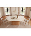 Invicta Interior Eettafel UNIQUE 200cm ovaal eikenhout fineer met travertine blad en voetstuk - 70030