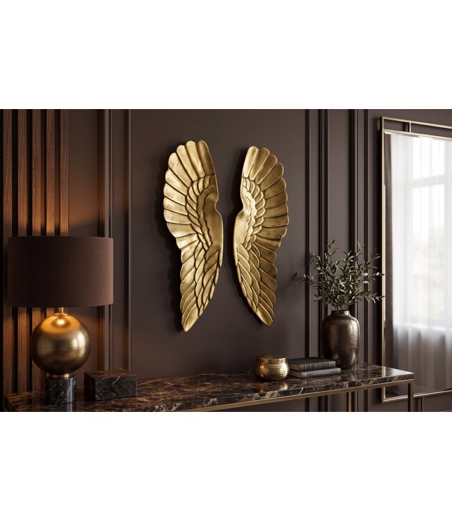 Invicta Interior Wanddecoratie FALLEN ANGEL 65cm engelenvleugels antiek goud - 70102
