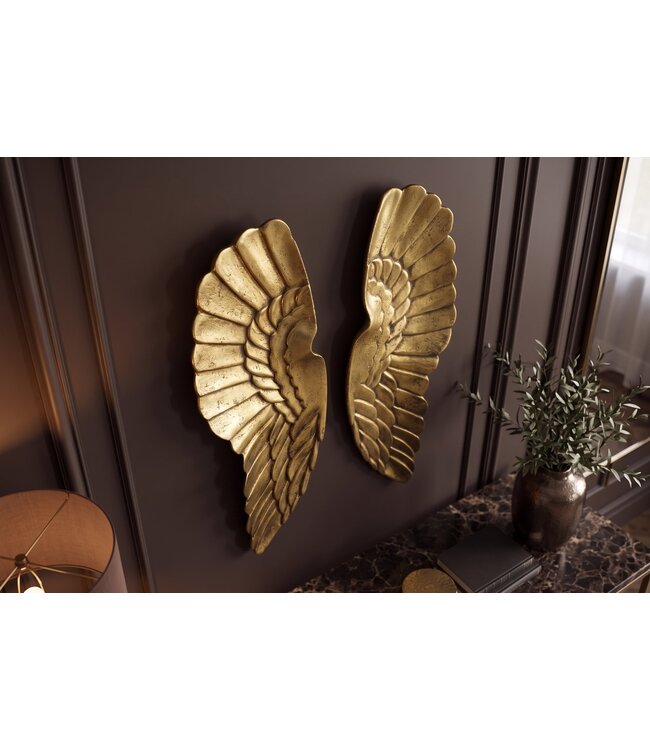 Invicta Interior Wanddecoratie FALLEN ANGEL 65cm engelenvleugels antiek goud - 70102