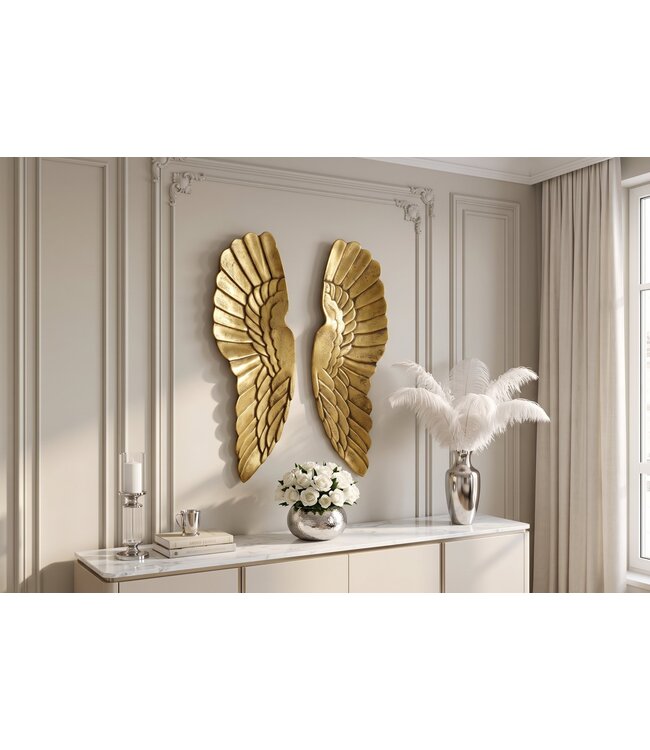 Invicta Interior Wanddecoratie FALLEN ANGEL 65cm engelenvleugels antiek goud - 70102