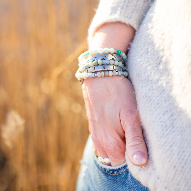 Magneet-Armbanden.nl Natuurstenen armband Hematiet & Birmaanse Jade