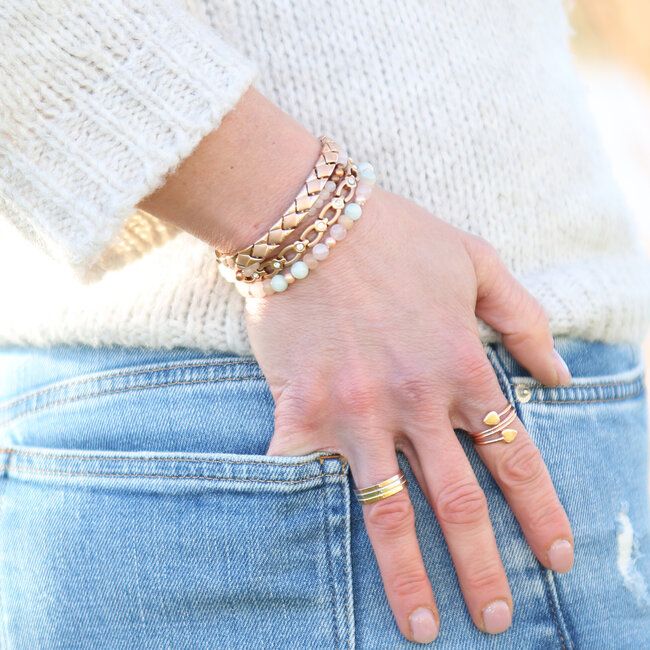 Magneet-Armbanden.nl Natuurstenen armband Hematiet & Rozenkwarts