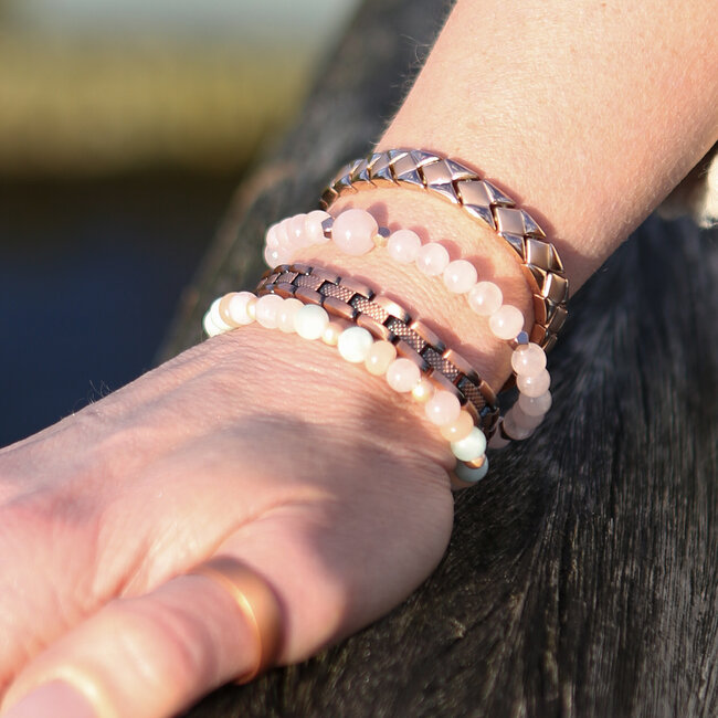 Magneet-Armbanden.nl Natuurstenen armband Hematiet & Rozenkwarts