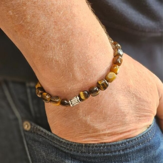 Magneet-Armbanden.nl Natuurstenen armband Tijgeroog XL