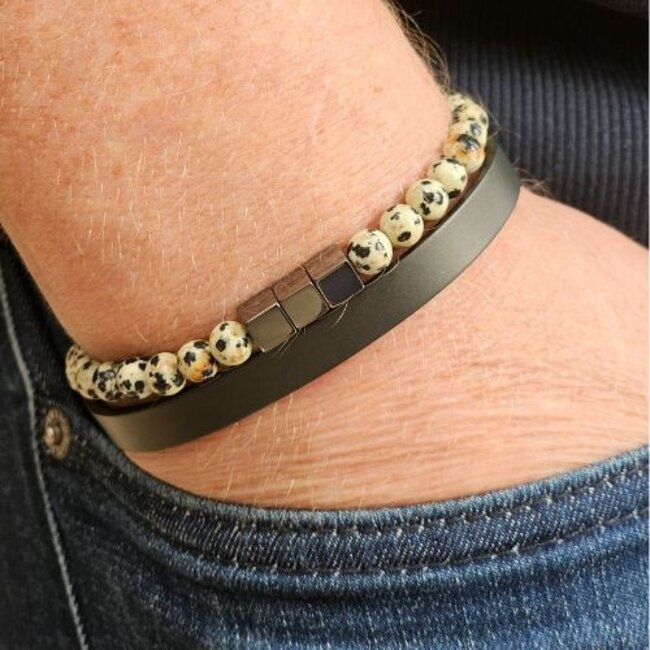 Magneet-Armbanden.nl Natuurstenen armband Dalmatiër Jaspis