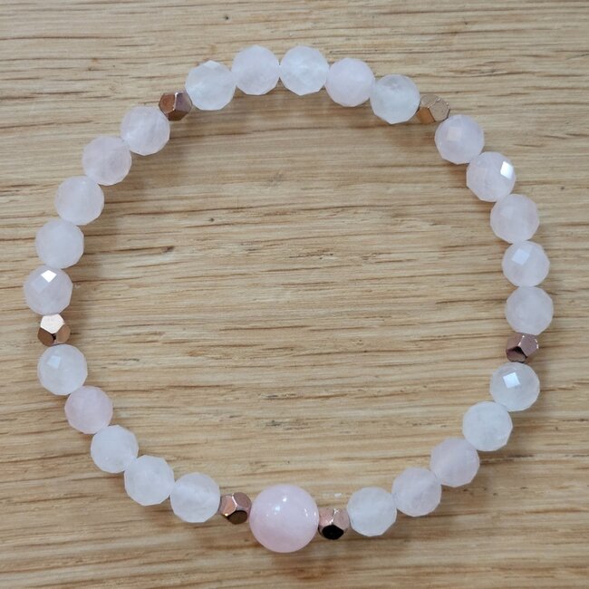 Magneet-Armbanden.nl Natursteinarmband Hämatit & Rosenquarz