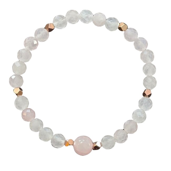 Magneet-Armbanden.nl Natursteinarmband Hämatit & Rosenquarz