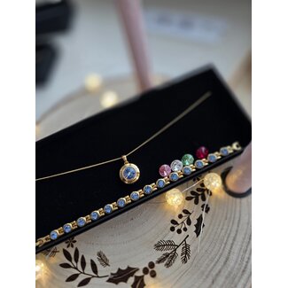 Magneet-Armbanden.nl Goldenes New York Magnet-Schmuckset mit blauen Steinen  – Black Friday Deal | Magnetarmbander.de