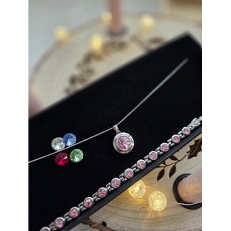 Magneet-Armbanden.nl Silbernes New York Magnet-Schmuckset mit rosa Steinen – Black Friday Deal | Magnetarmbander.de