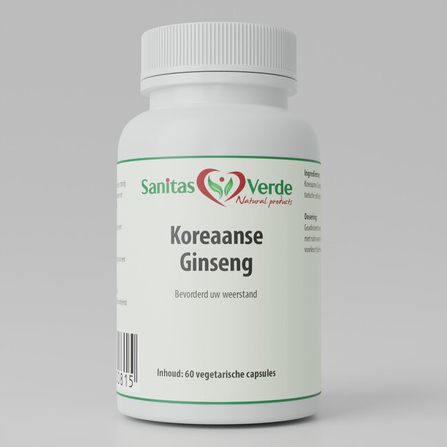 Koreaanse Ginseng extract 60 vegan capsules 500mg natuurlijke ondersteuning voor energie, concentratie en vitaliteit