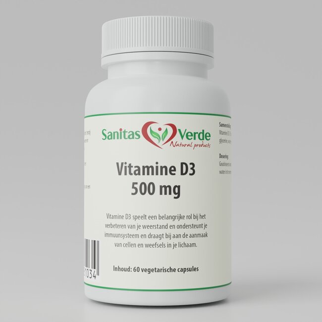 Vitamine D3 ondersteunt sterke botten, spieren en het immuunsysteem 60 vegan capsules 500 mg