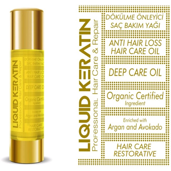 Liquid Keratine Organic Anti-Haaruitval Deep Care Oil – 50 ml – Bio Haarolie – Voedend & Versterkend – Tegen Haaruitval – Met 20 Plantaardige Oliën
