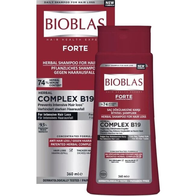 Bioblas Forte Anti-Hair Loss Shampoo – 360 ml – Herbal Formula – Bio Shampoo for Strong & Healthy Hair