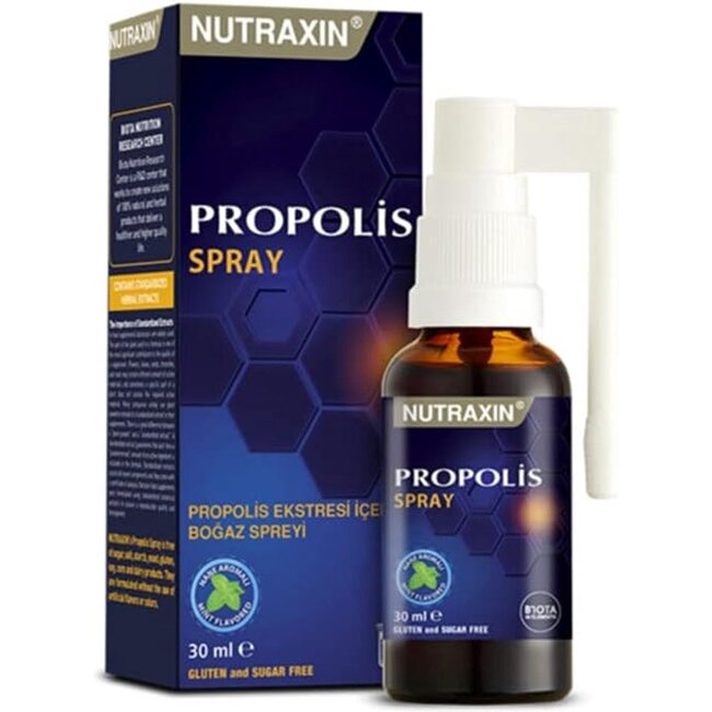 Nutraxin Bijen Propolis Keelspray – 30 ml – Natuurlijk Verzachtend – Met Zoethoutwortel – Voor Keel & Mondverzorging