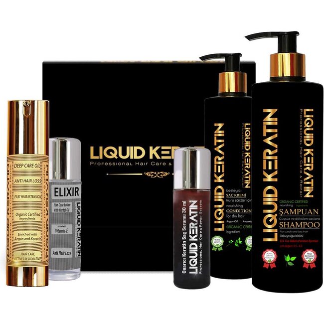 Liquid Bio Keratine Organic Anti-Haaruitval Set – 5-delige Ultra Haarverzorgingsset