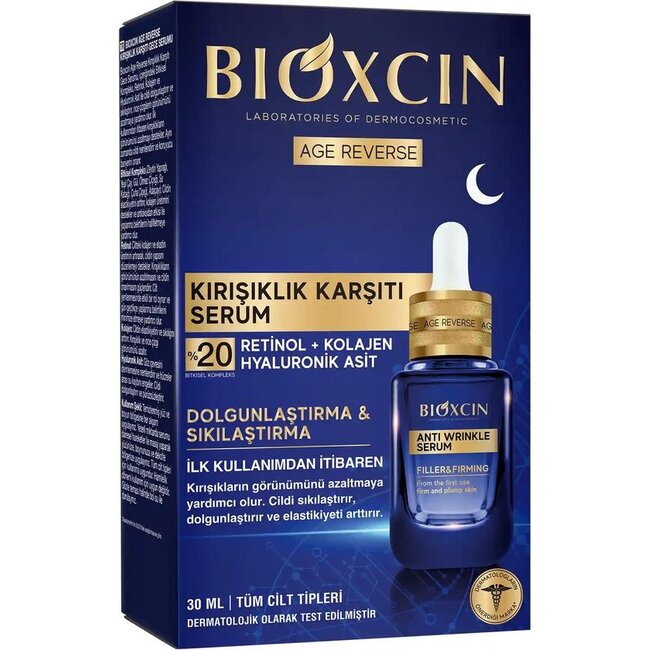 Bioxcin Anti-Falten Serum – 30 ml – Nachtserum – Anti-Aging Gesichtspflege – Mit Retinol, Kollagen & Hyaluronsäure