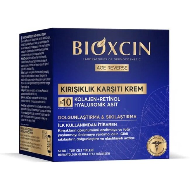 Bioxcin Age Reverse Anti-Falten Creme – Mit Kollagen, Retinol & Hyaluronsäure – 50 ml – Anti-Aging & Straffend – Gesichtspflege
