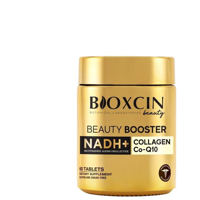 Bioxcin Beauty Booster – Collageen supplement met NADH+, Q10, Vitamine C, Biotine & Hyaluronzuur – 60 tabletten – Glutenvrij & suikervrij