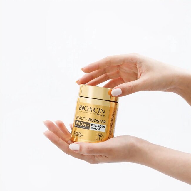 Bioxcin Beauty Booster – Collageen supplement met NADH+, Q10, Vitamine C, Biotine & Hyaluronzuur – 60 tabletten – Glutenvrij & suikervrij